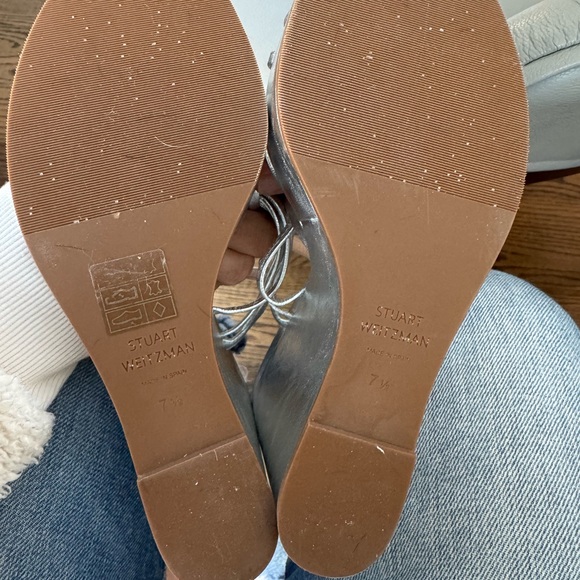 Stuart Weitzman Shimmering Saffron Silver Platform Wedges SZ 7½ - Picture 14 of 15